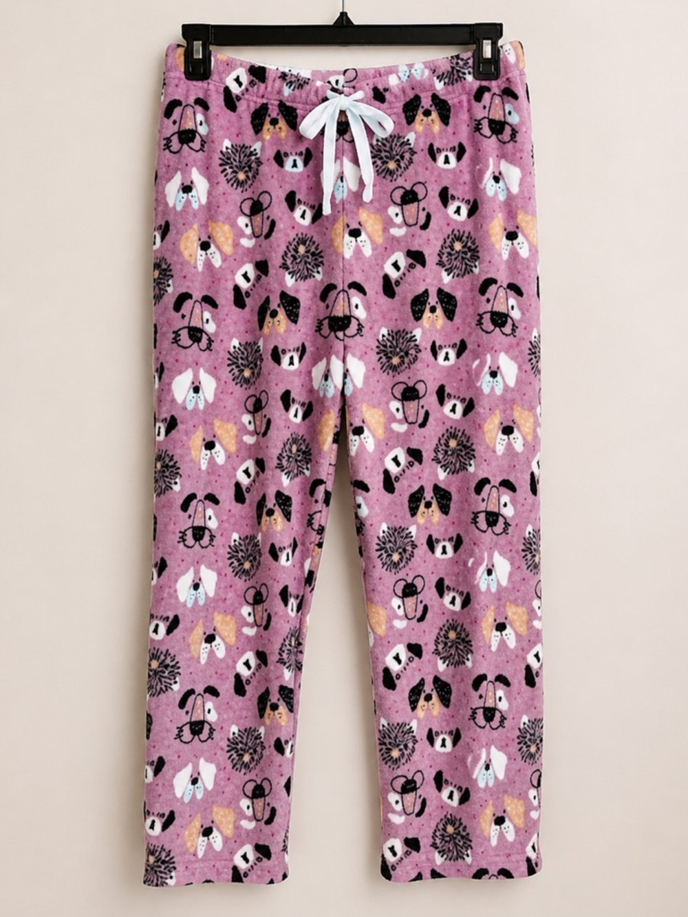 NYC UNDERGROUND Womens Fleece Pajama Pants Dog Print Light Purple NWT Large